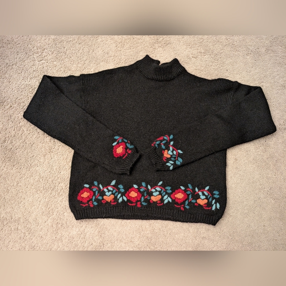 Laura Ashley Wool Sweater with Floral Embroidery